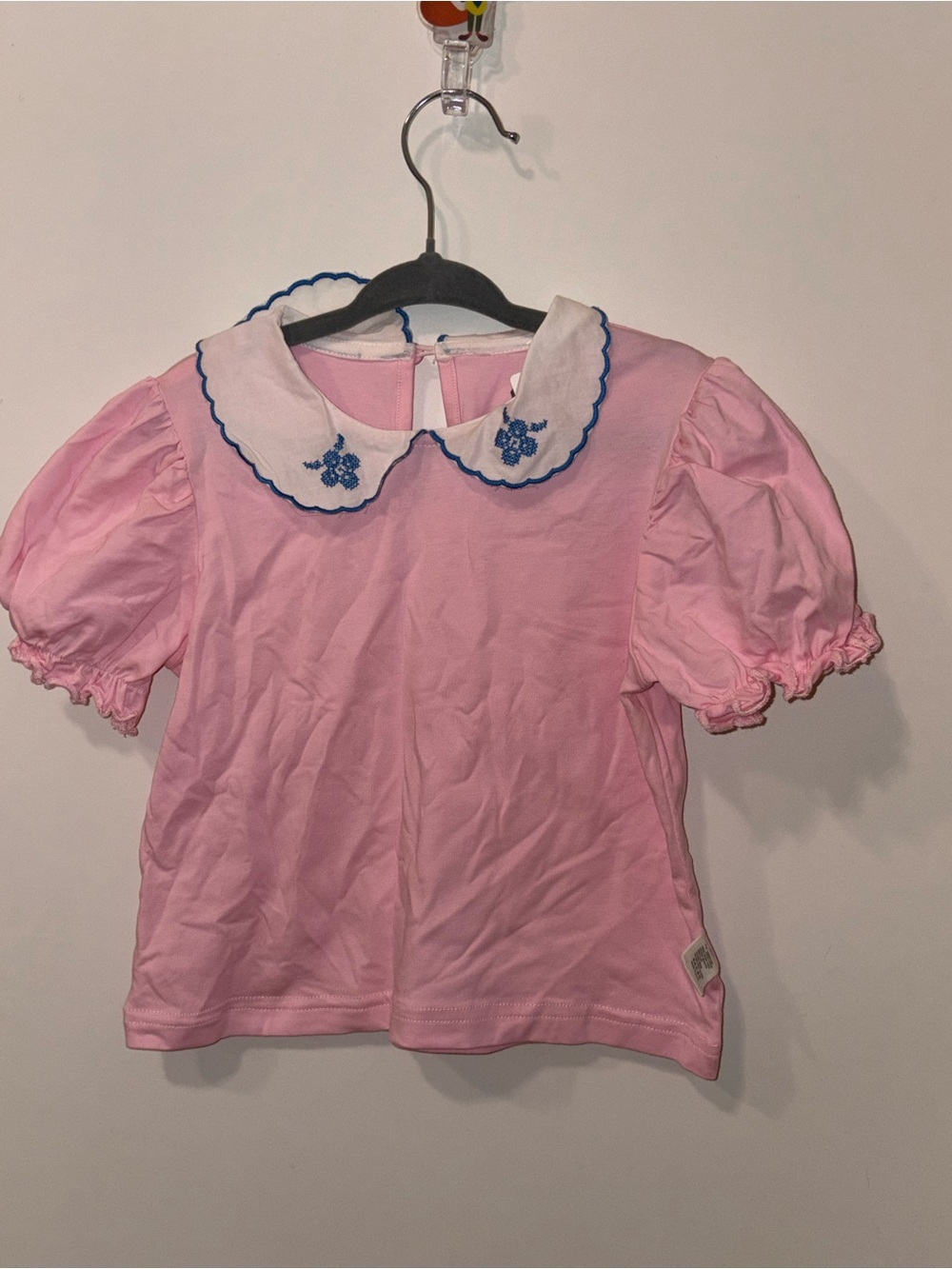 Classic Pink Peter Pan Collar Girls' Top